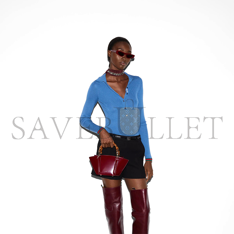 G*u*i mini bamboo top handle tote bag 805832 (27*14*4.6cm)